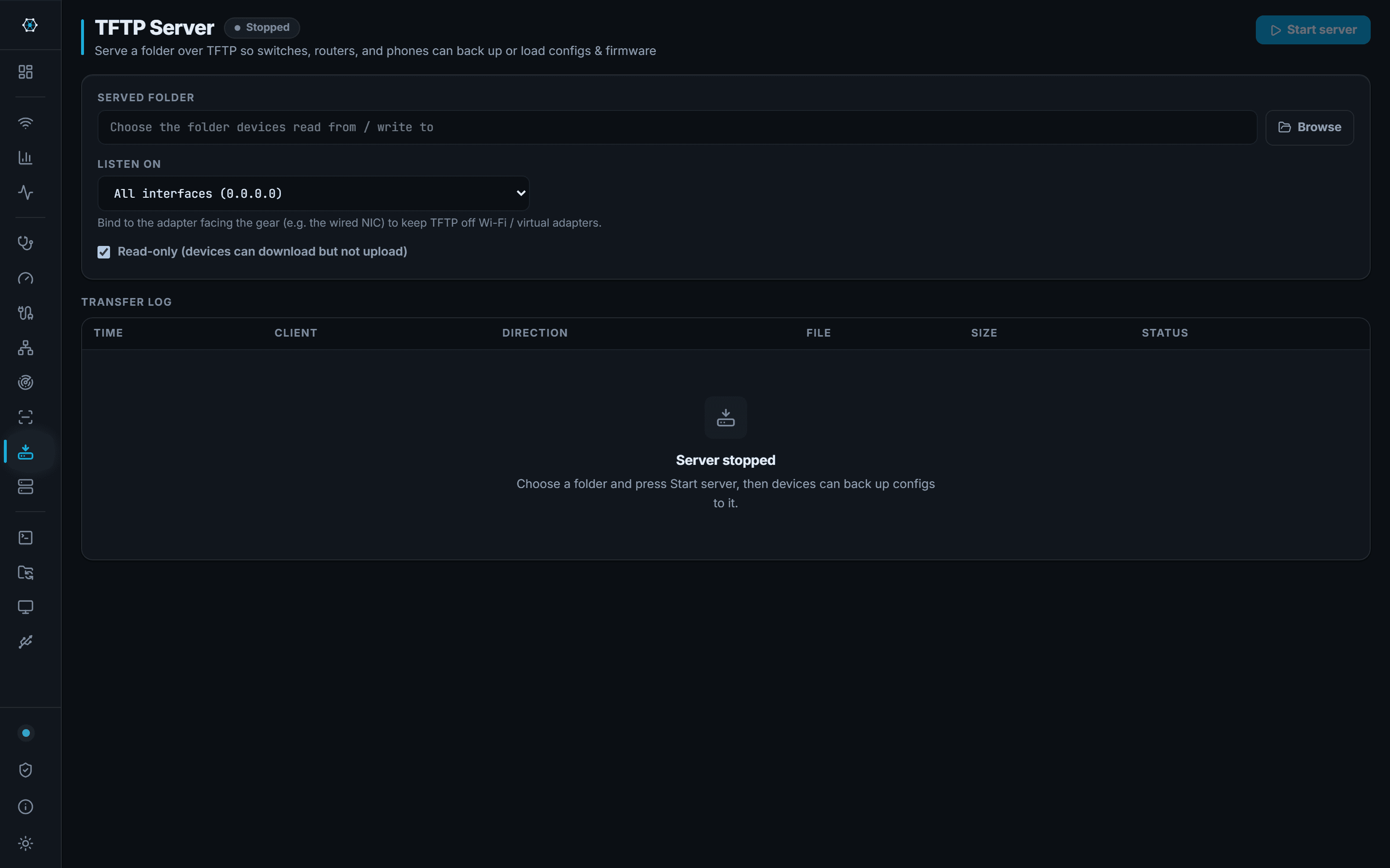 TFTP Server: A TFTP server you start for one job and stop afterwards.
